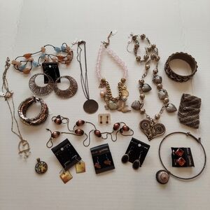 Jewelry Lot 17 Pc-Boho-Necklaces- (Beads-Charms), Bracelets,Earrings, Untangeled